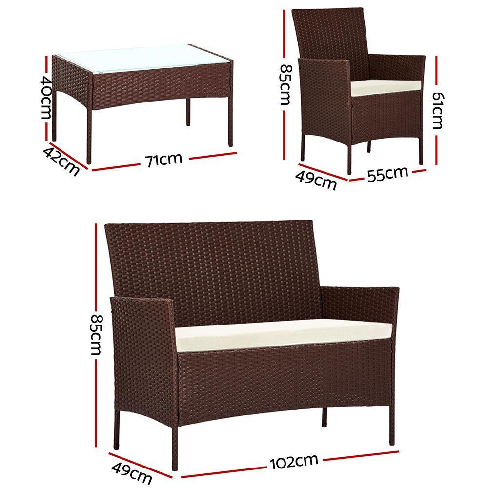 Gardeon Garden Furniture Outdoor Lounge Setting Rattan Set Patio Storage Cover Brown - John Cootes