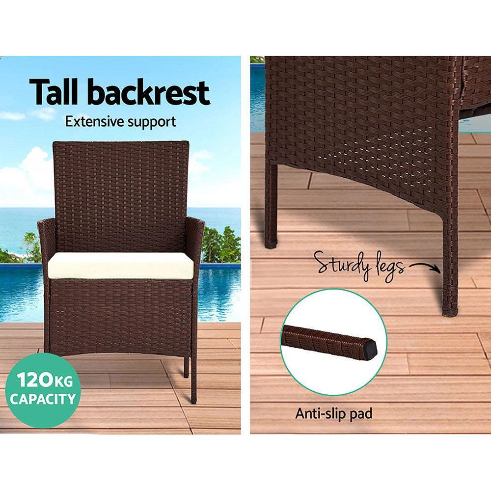 Gardeon Garden Furniture Outdoor Lounge Setting Rattan Set Patio Storage Cover Brown - John Cootes