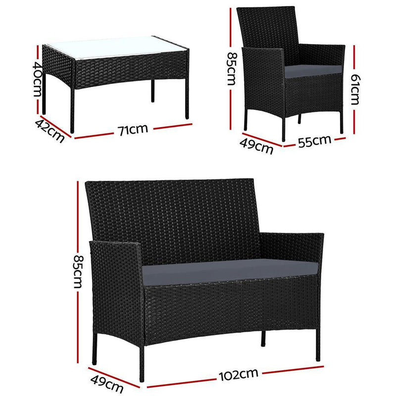 Gardeon Garden Furniture Outdoor Lounge Setting Wicker Sofa Patio Storage Cover Black - John Cootes
