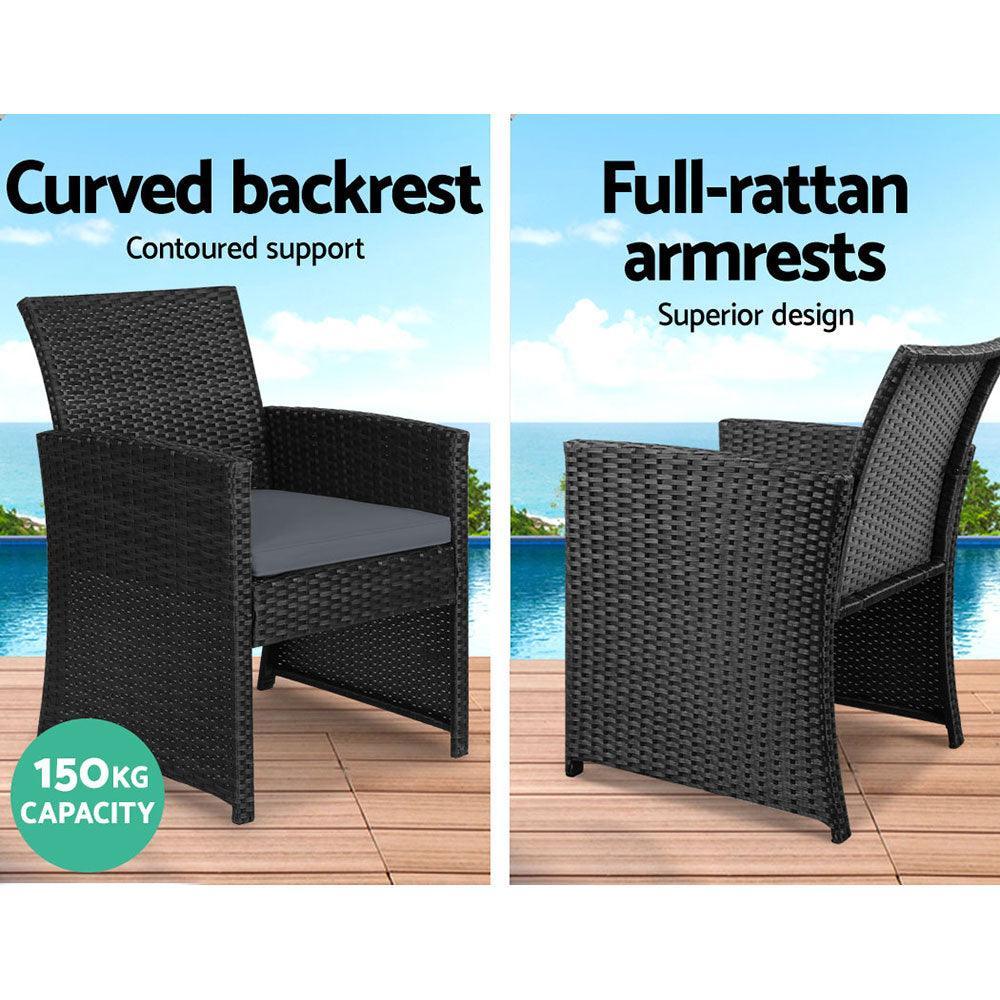 Gardeon Garden Furniture Outdoor Lounge Setting Wicker Sofa Set Storage Cover Black - John Cootes