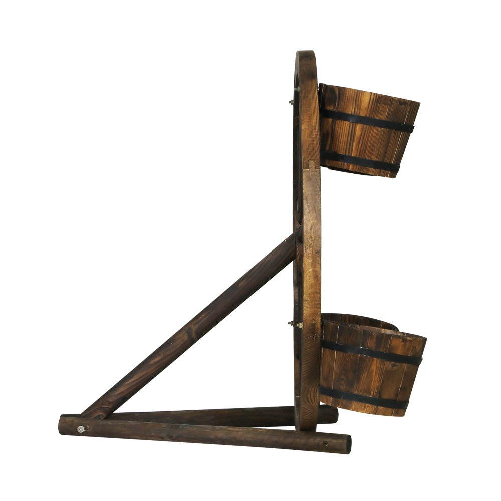 Gardeon Garden Ornaments Decor Wooden Wagon Wheel Rustic Outdoor Planter flower - John Cootes
