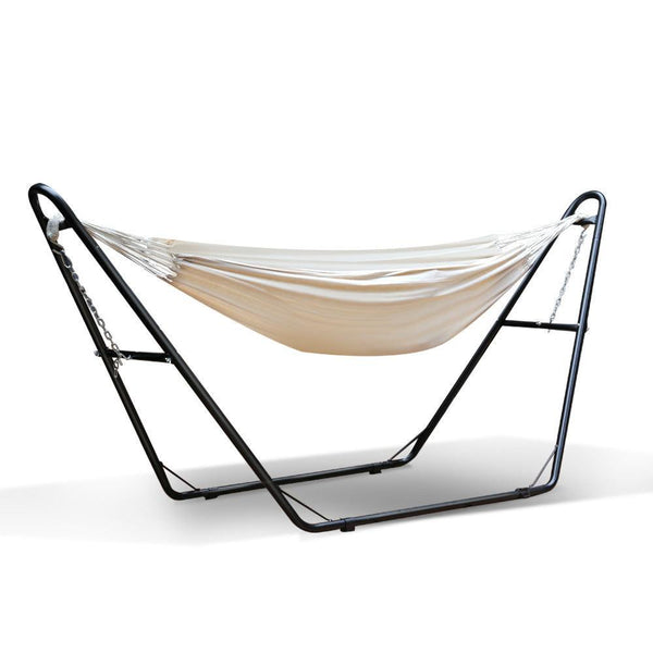 Gardeon Hammock Bed with Steel Frame Stand - Cream - John Cootes