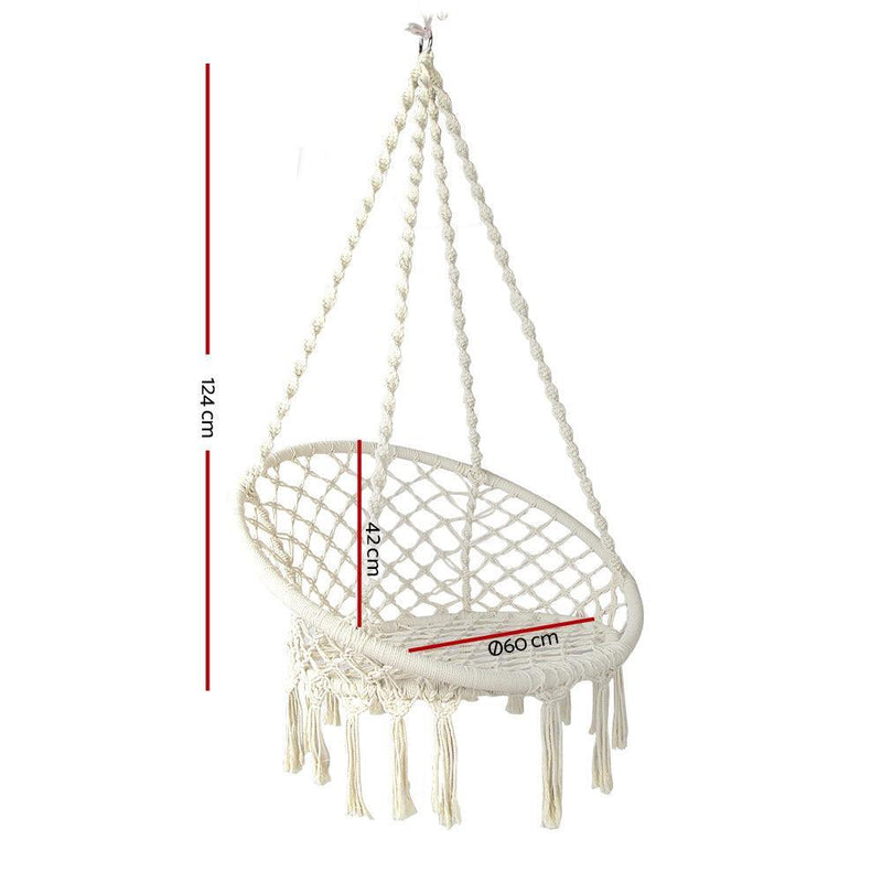 Gardeon Hammock Chair Swing Bed Relax Rope Portable Outdoor Hanging Indoor 124CM - John Cootes