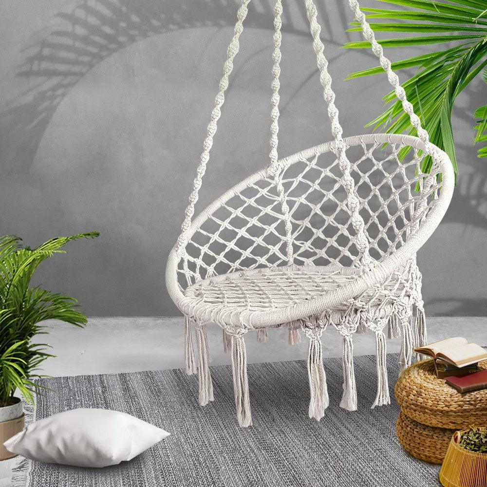 Gardeon Hammock Chair Swing Bed Relax Rope Portable Outdoor Hanging Indoor 124CM - John Cootes