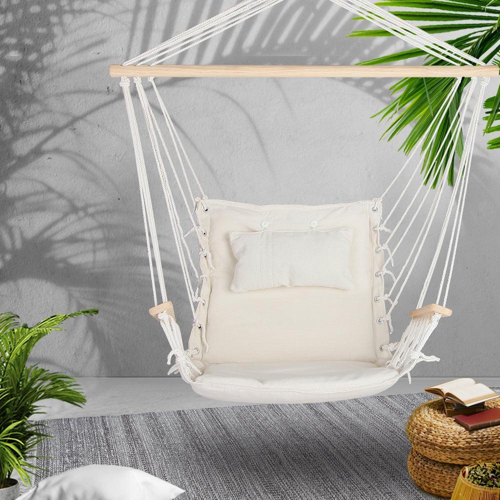 Gardeon Hammock Hanging Swing Chair - Cream - John Cootes