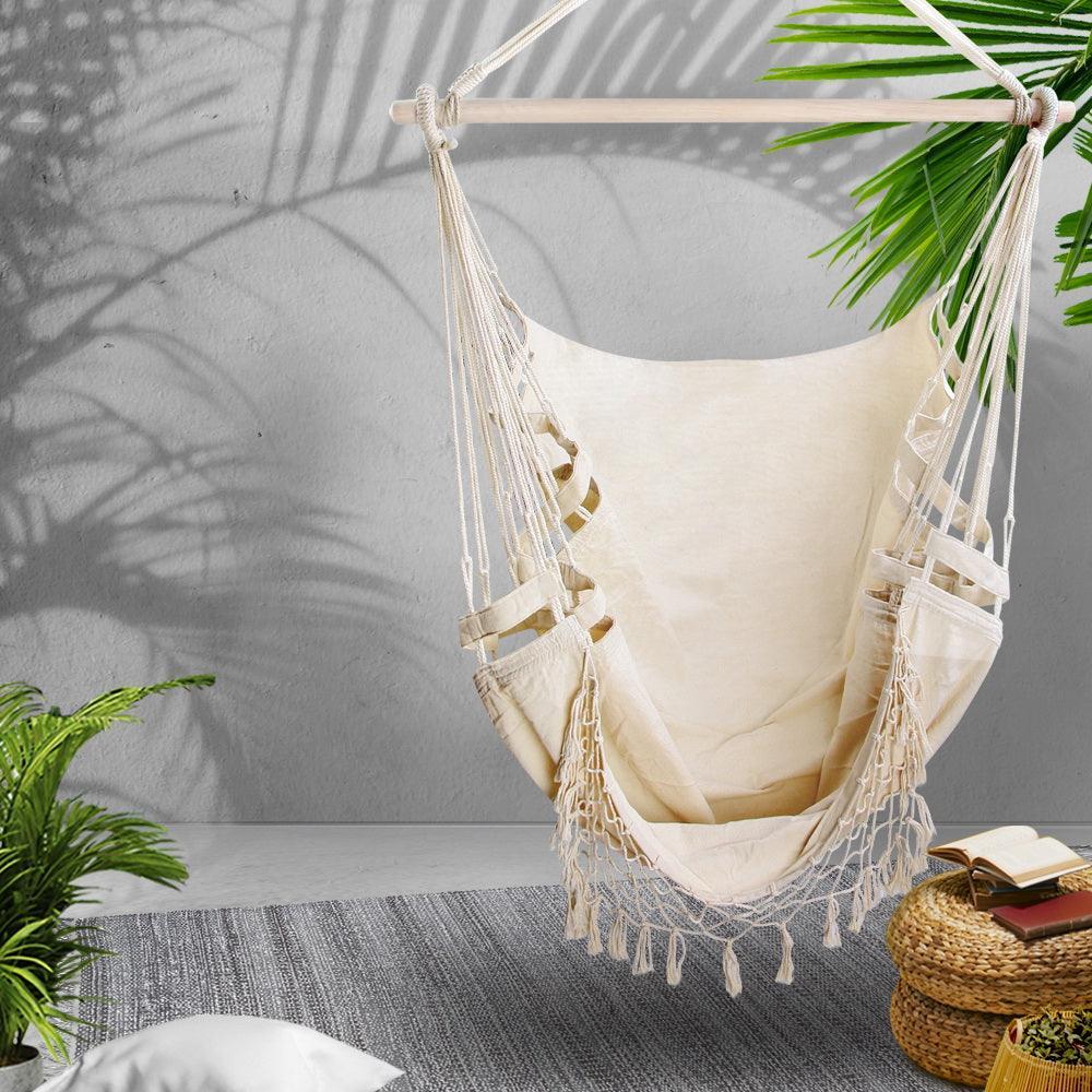 Gardeon Hammock Swing Chair - Cream - John Cootes