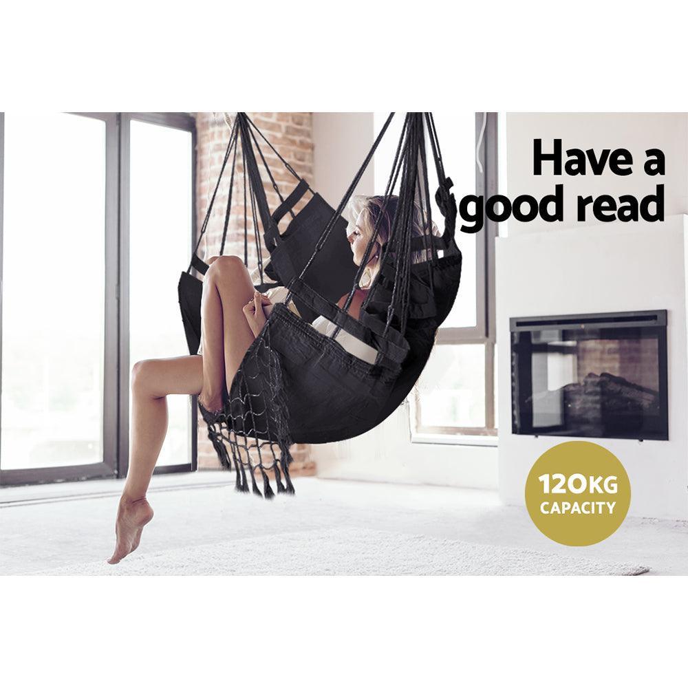 Gardeon Hammock Swing Chair - Grey - John Cootes