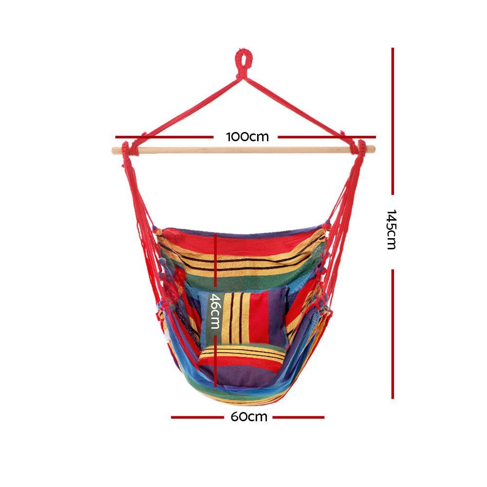 Gardeon Hammock Swing Chair with Cushion - Multi-colour - John Cootes