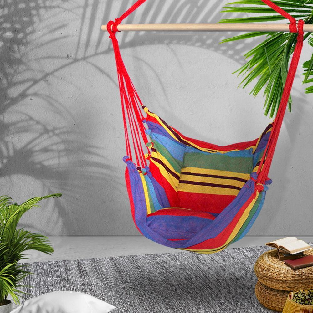 Gardeon Hammock Swing Chair with Cushion - Multi-colour - John Cootes