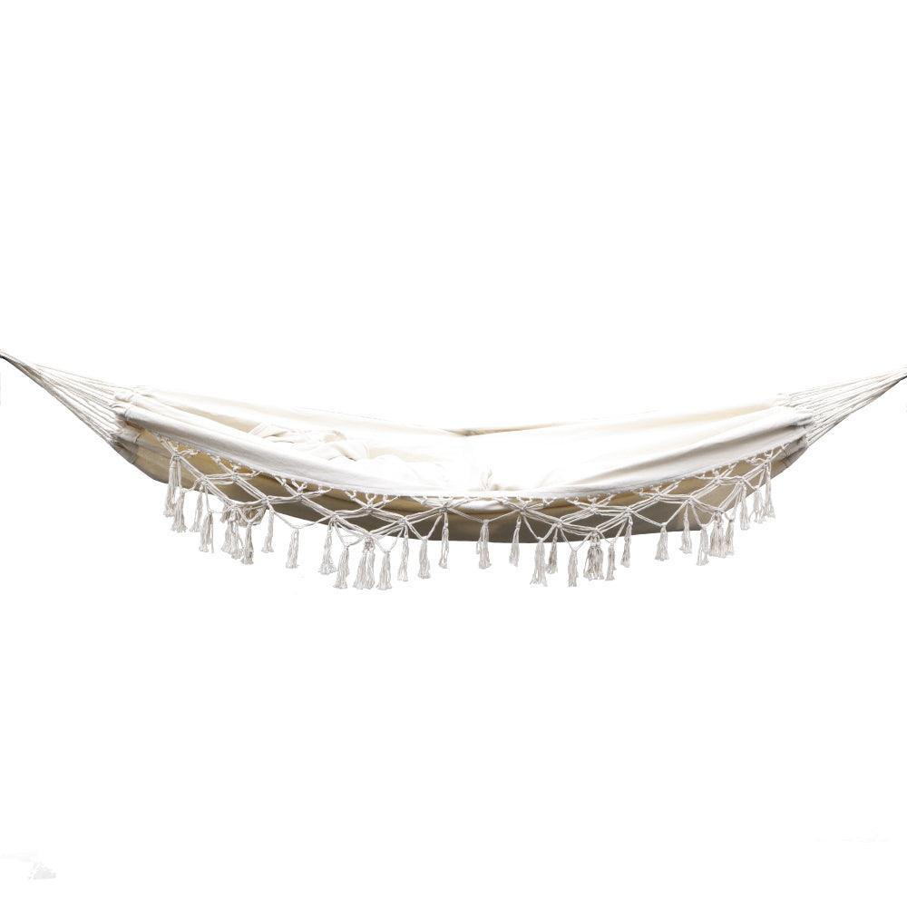 Gardeon Hanging Tassel Hammock Swing Bed Cream - John Cootes