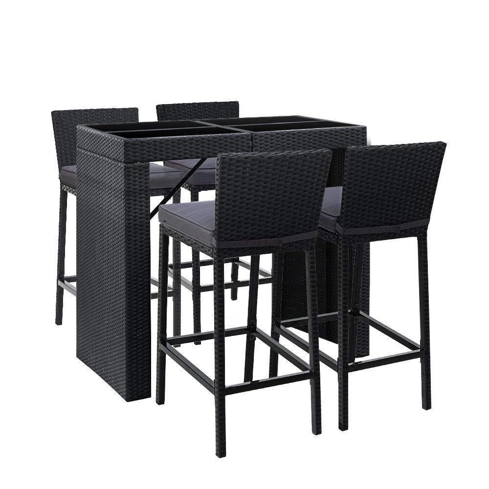 Gardeon Outdoor Bar Set Table Chairs Stools Rattan Patio Furniture 4 Seaters - John Cootes