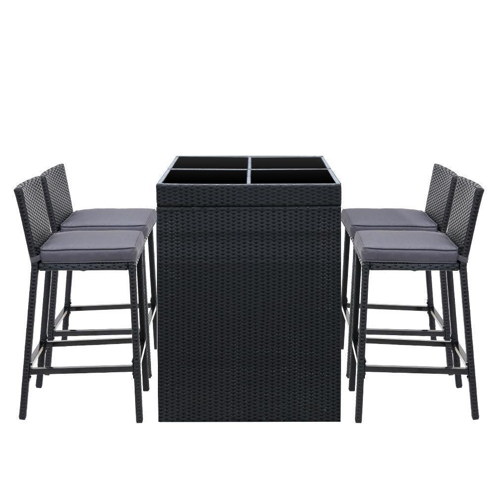 Gardeon Outdoor Bar Set Table Chairs Stools Rattan Patio Furniture 4 Seaters - John Cootes