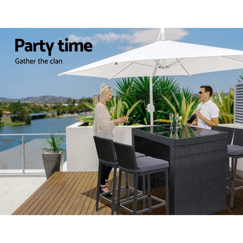 Gardeon Outdoor Bar Set Table Chairs Stools Rattan Patio Furniture 4 Seaters - John Cootes