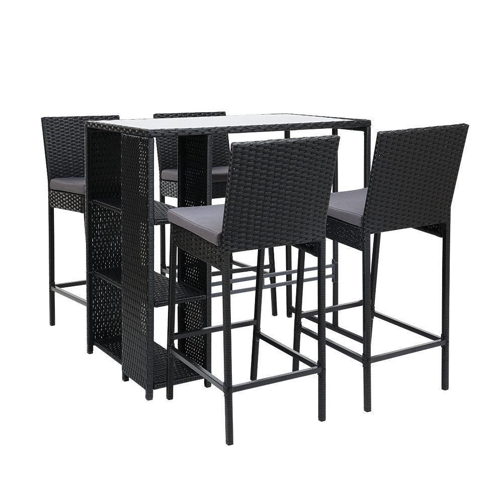 Gardeon Outdoor Bar Set Table Stools Furniture Dining Chairs Wicker Patio Garden - John Cootes