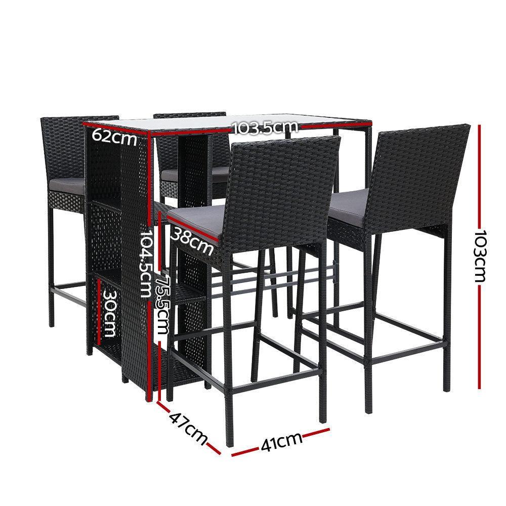 Gardeon Outdoor Bar Set Table Stools Furniture Dining Chairs Wicker Patio Garden - John Cootes