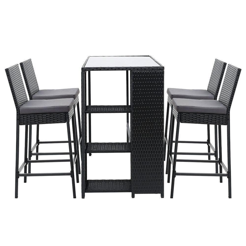 Gardeon Outdoor Bar Set Table Stools Furniture Dining Chairs Wicker Patio Garden - John Cootes