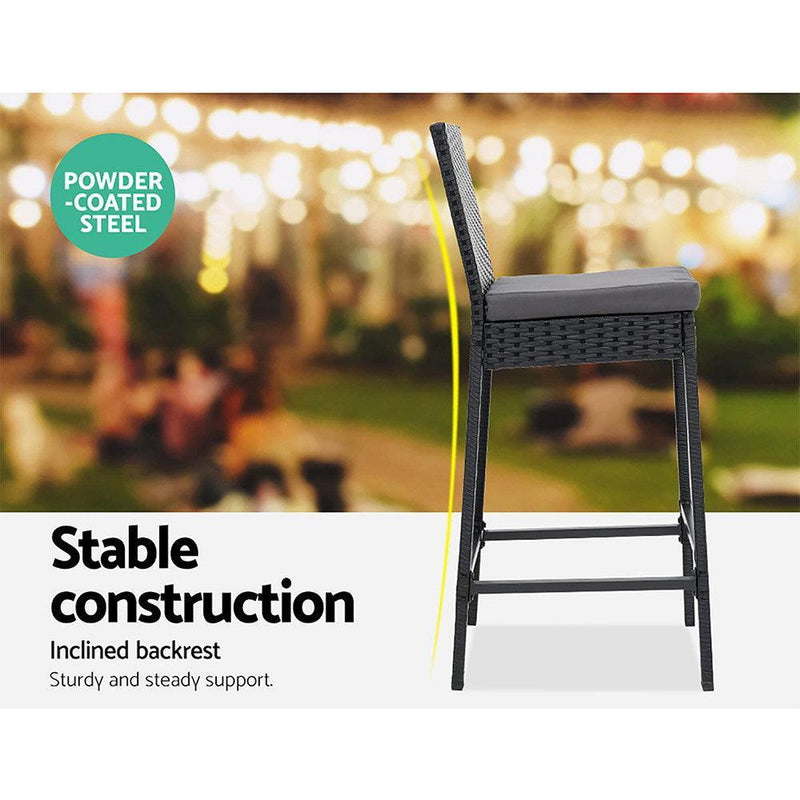 Gardeon Outdoor Bar Set Table Stools Furniture Dining Chairs Wicker Patio Garden - John Cootes