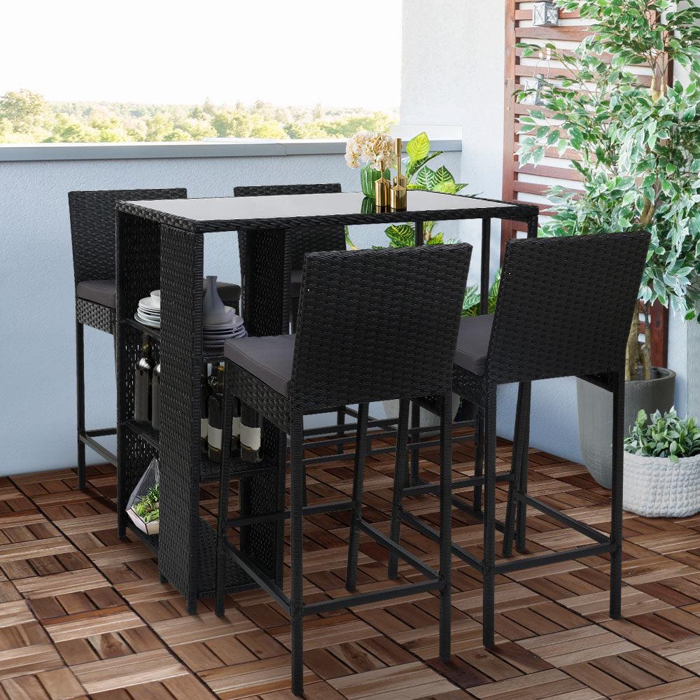 Gardeon Outdoor Bar Set Table Stools Furniture Dining Chairs Wicker Patio Garden - John Cootes