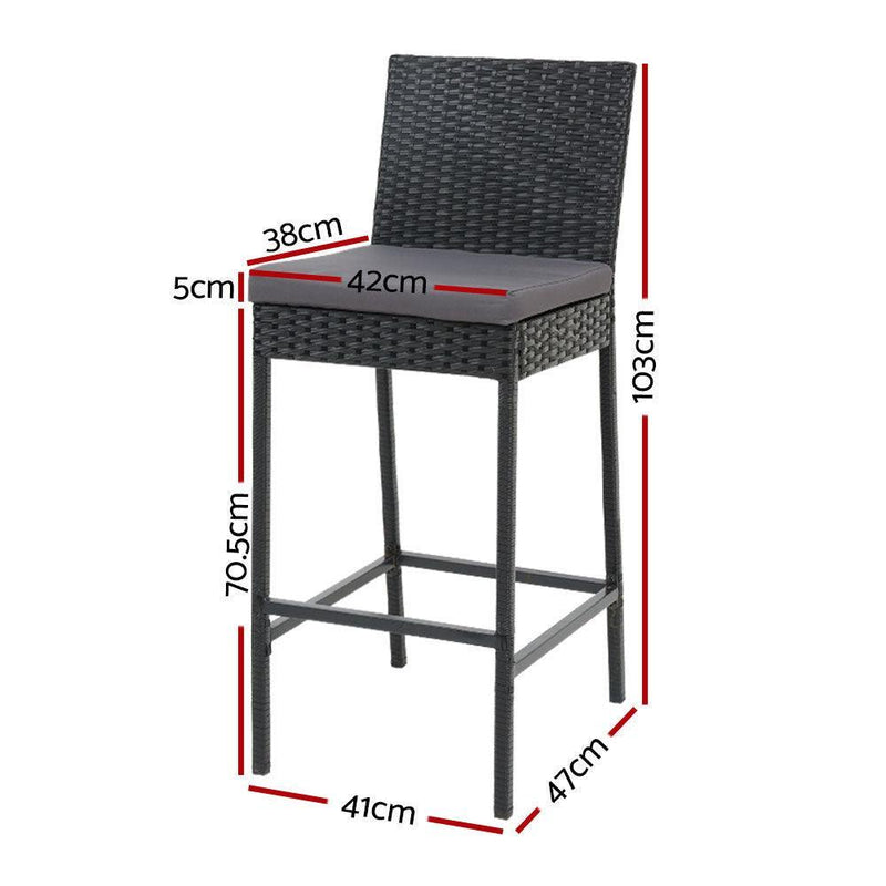 Gardeon Outdoor Bar Stools Dining Chairs Rattan Furniture X2 - John Cootes