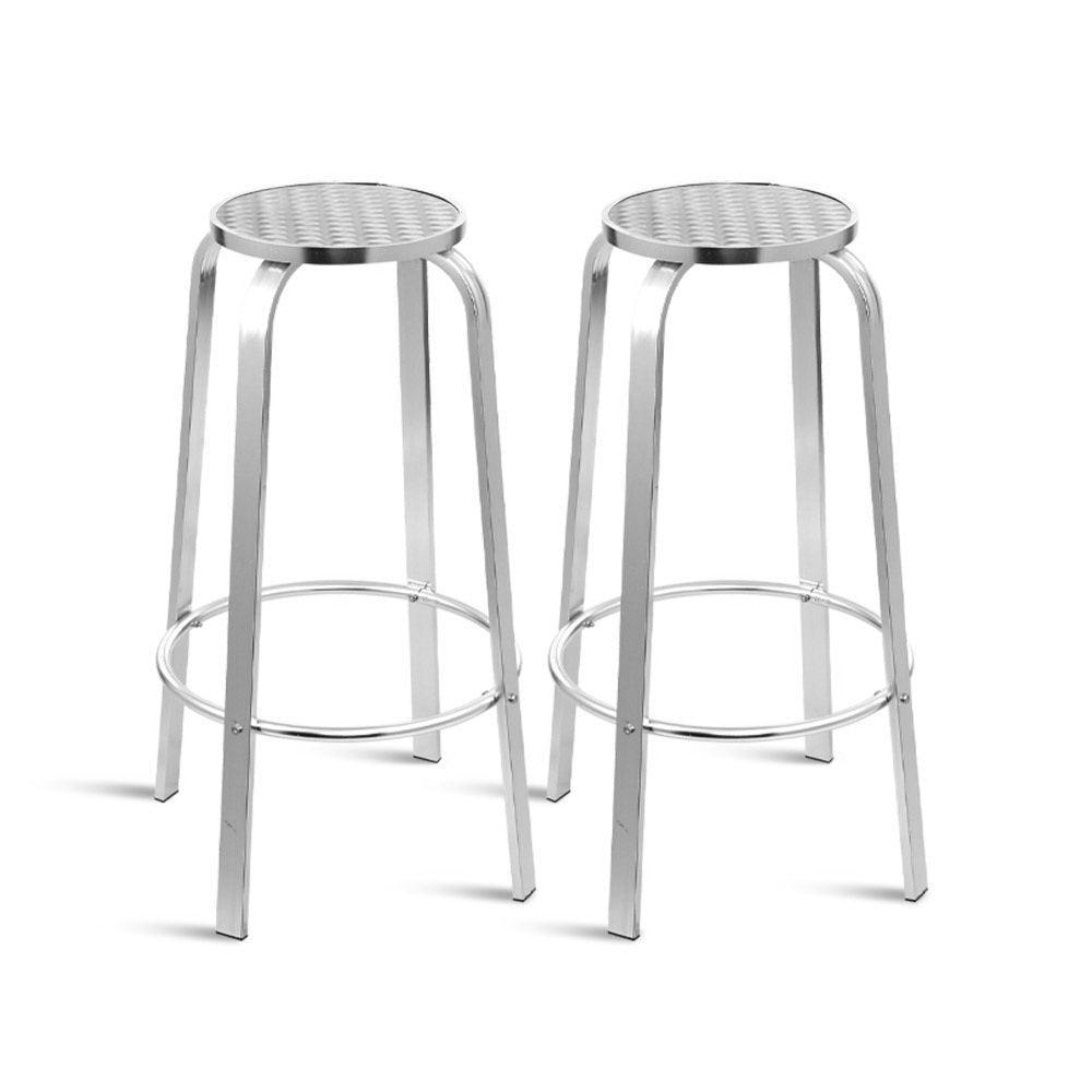 Gardeon Outdoor Bar Stools Patio Furniture Indoor Bistro Kitchen Aluminum x2 - John Cootes