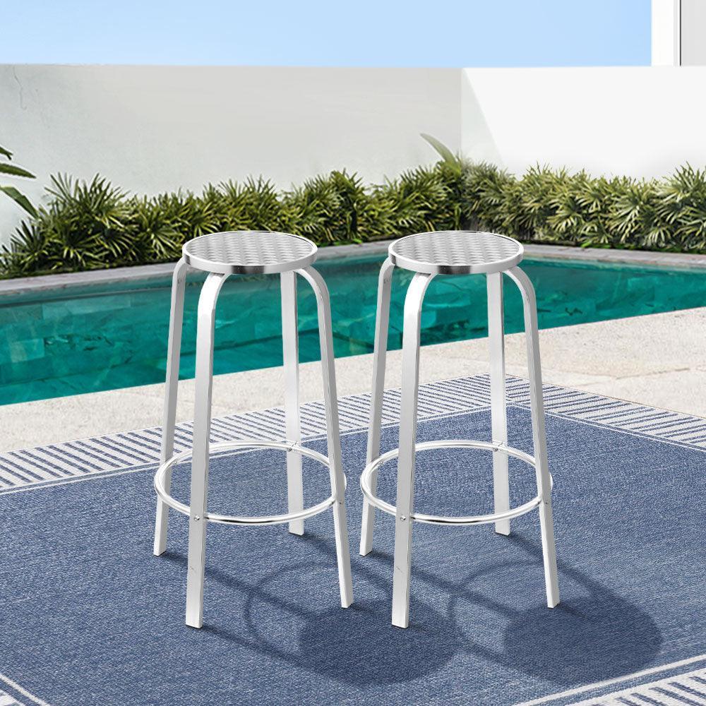 Gardeon Outdoor Bar Stools Patio Furniture Indoor Bistro Kitchen Aluminum x2 - John Cootes