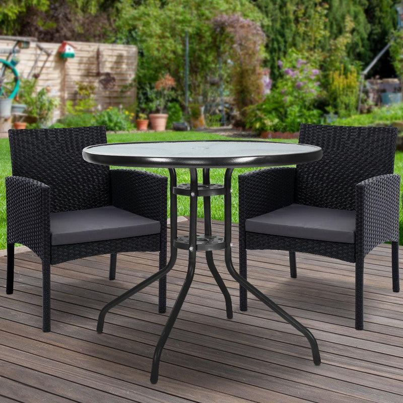 Gardeon Outdoor Bistro Chairs Patio Furniture Dining Chair Wicker Garden Cushion Tea Coffee Cafe Bar Set - John Cootes