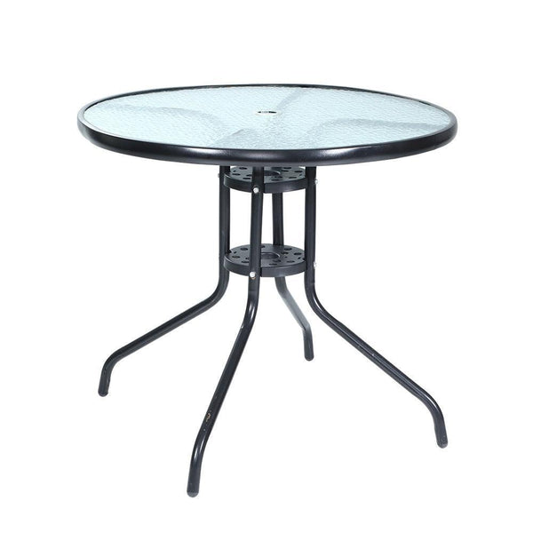 Gardeon Outdoor Dining Table Bar Setting Steel Glass 70CM - John Cootes