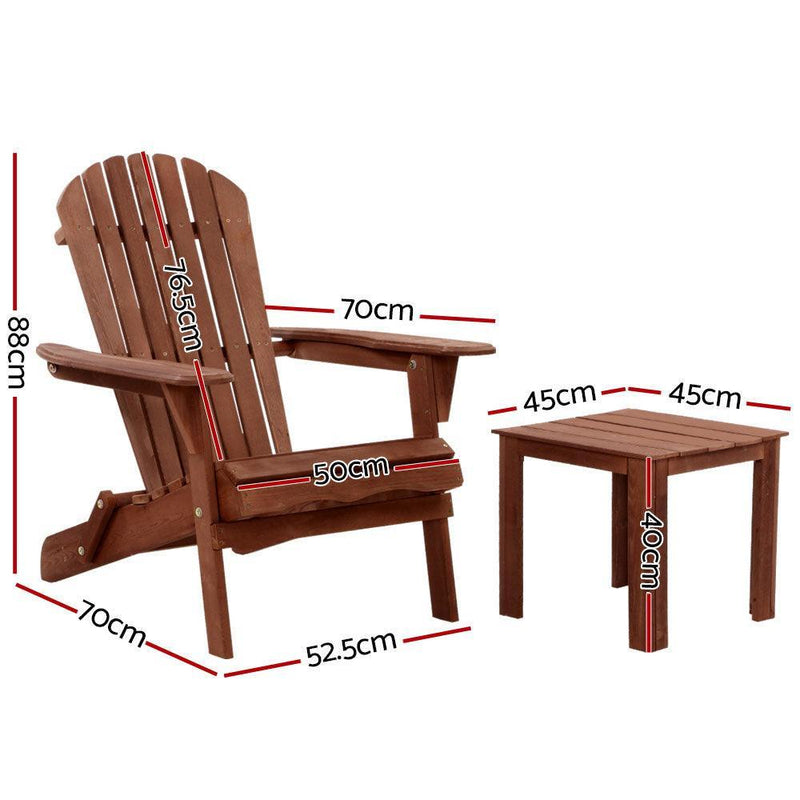 Gardeon Outdoor Folding Beach Camping Chairs Table Set Wooden Adirondack Lounge - John Cootes