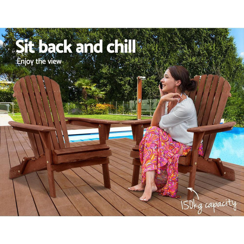 Gardeon Outdoor Furniture Beach Chair Wooden Adirondack Patio Lounge Garden - John Cootes