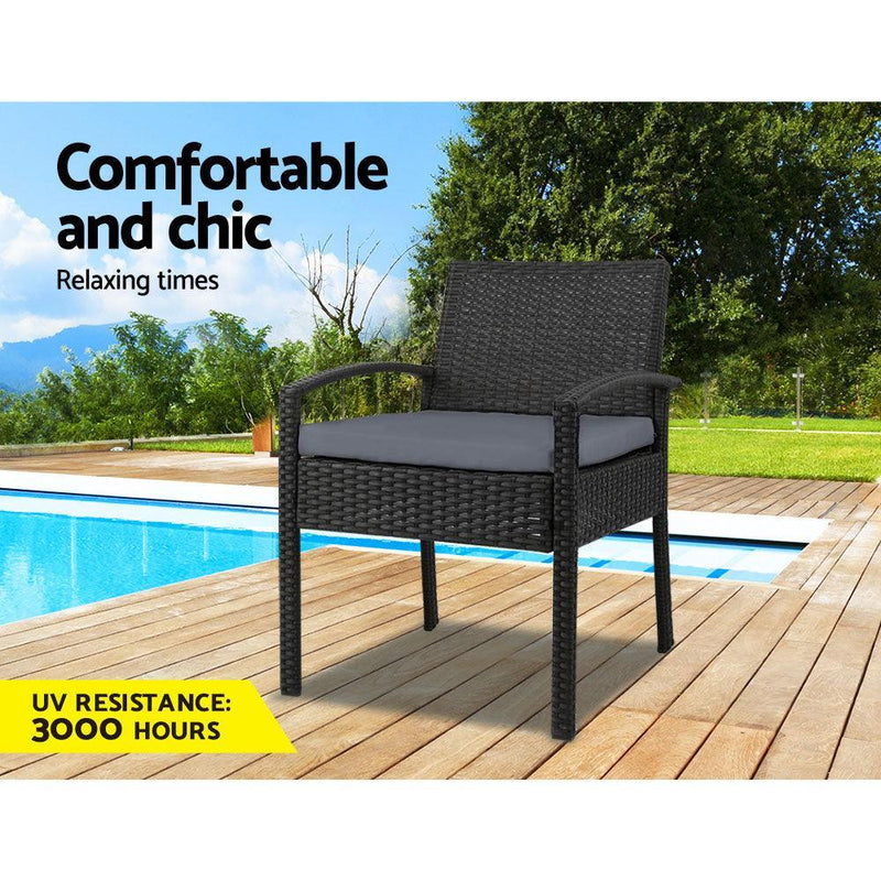 Gardeon Outdoor Furniture Bistro Wicker Chair Black - John Cootes