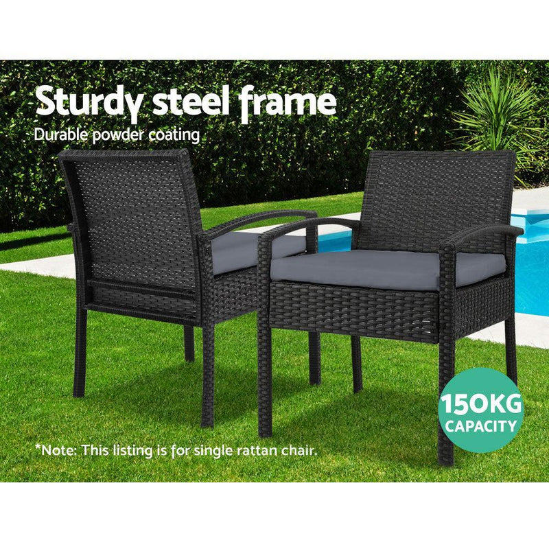 Gardeon Outdoor Furniture Bistro Wicker Chair Black - John Cootes