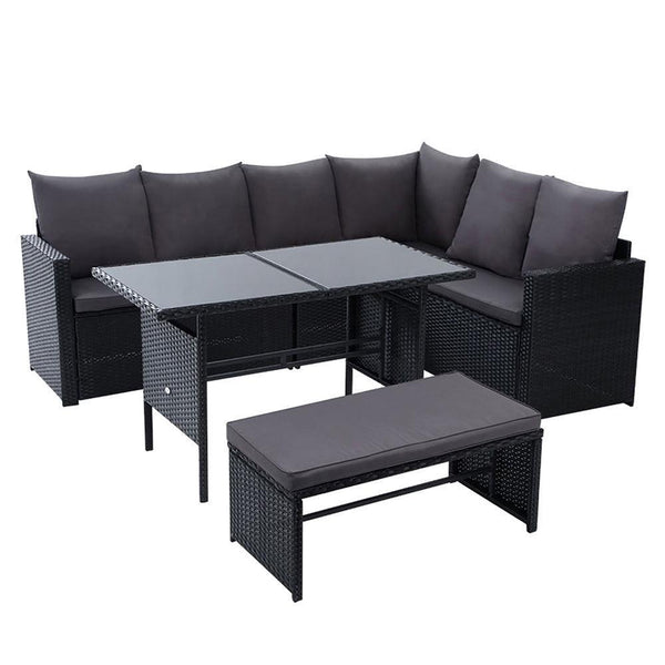 Gardeon Outdoor Furniture Dining Setting Sofa Set Lounge Wicker 8 Seater Black - John Cootes