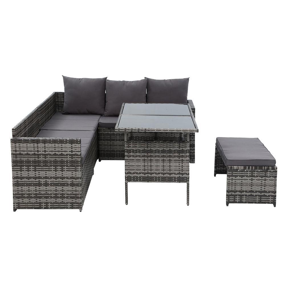 Gardeon Outdoor Furniture Dining Setting Sofa Set Lounge Wicker 8 Seater Mixed Grey - John Cootes