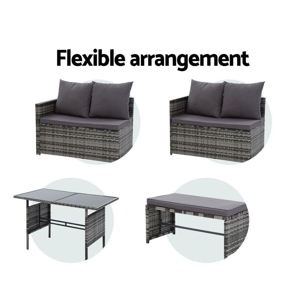 Gardeon Outdoor Furniture Dining Setting Sofa Set Lounge Wicker 8 Seater Mixed Grey - John Cootes