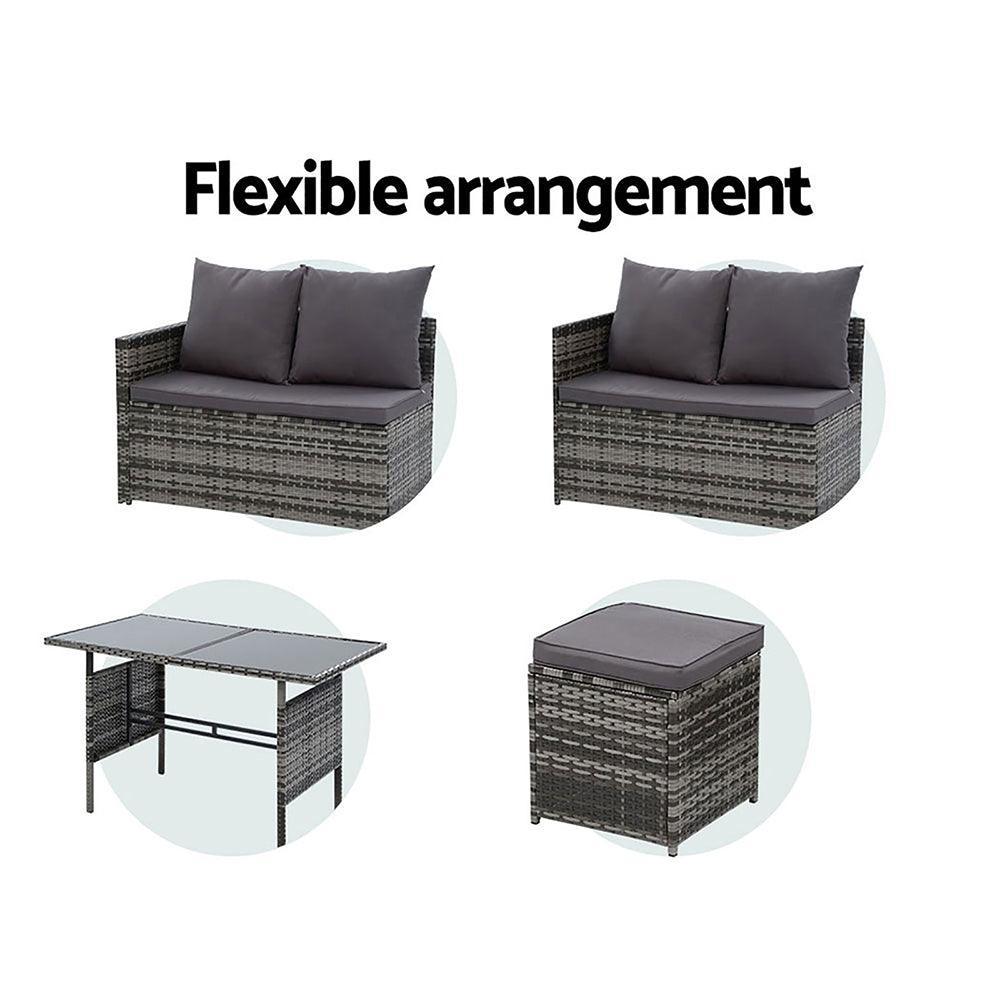 Gardeon Outdoor Furniture Dining Setting Sofa Set Lounge Wicker 9 Seater Mixed Grey - John Cootes