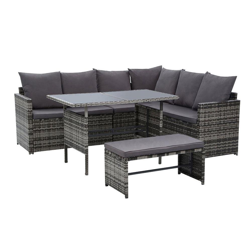 Gardeon Outdoor Furniture Dining Setting Sofa Set Wicker 8 Seater Storage Cover Mixed Grey - John Cootes