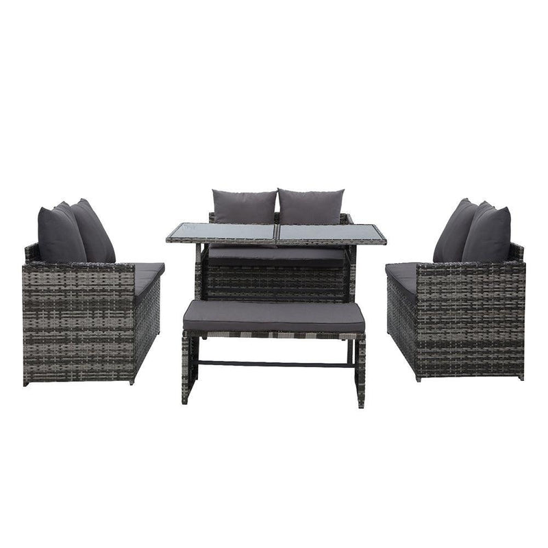 Gardeon Outdoor Furniture Dining Setting Sofa Set Wicker 8 Seater Storage Cover Mixed Grey - John Cootes