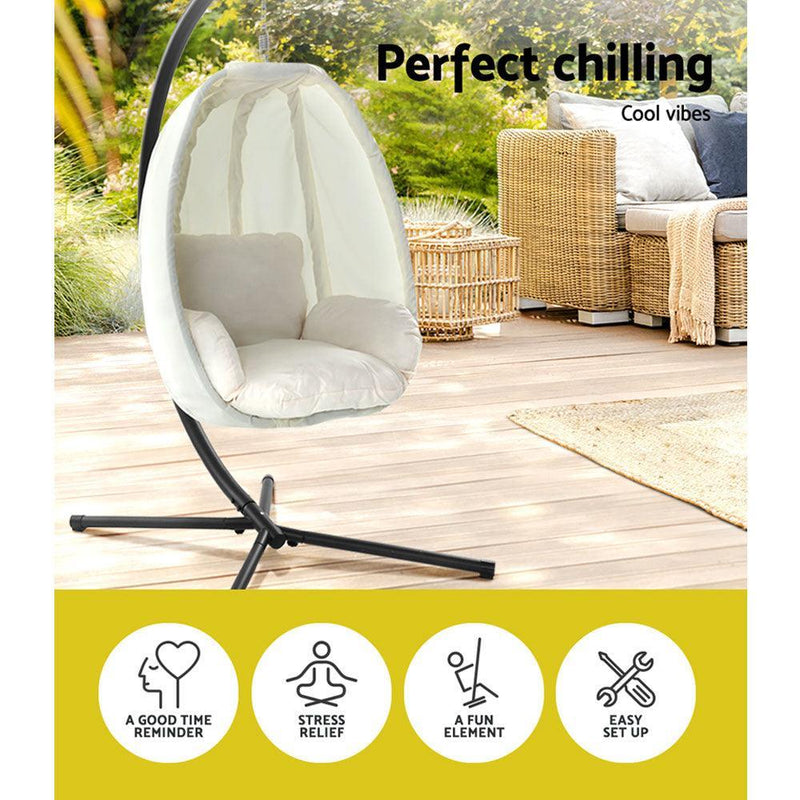 Gardeon Outdoor Furniture Egg Hammock Porch Hanging Pod Swing Chair with Stand - John Cootes