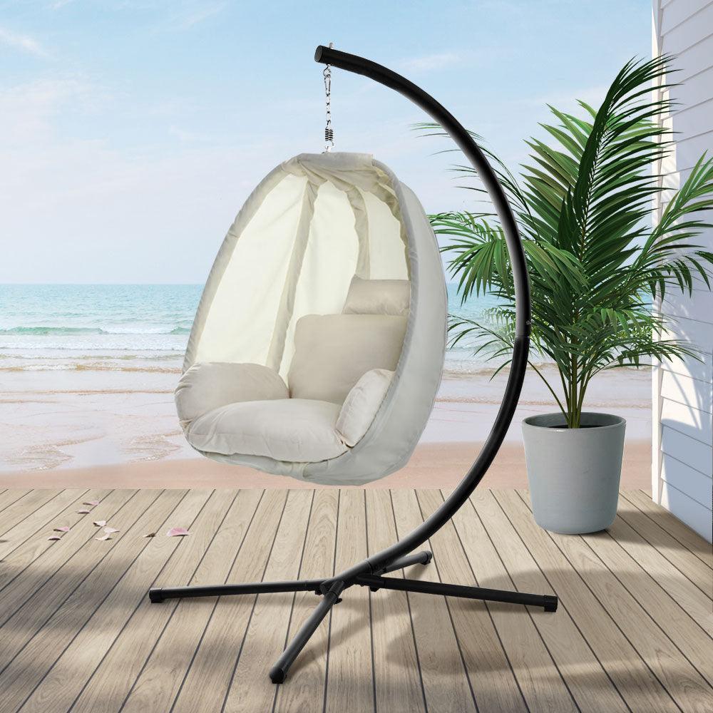 Gardeon Outdoor Furniture Egg Hammock Porch Hanging Pod Swing Chair with Stand - John Cootes