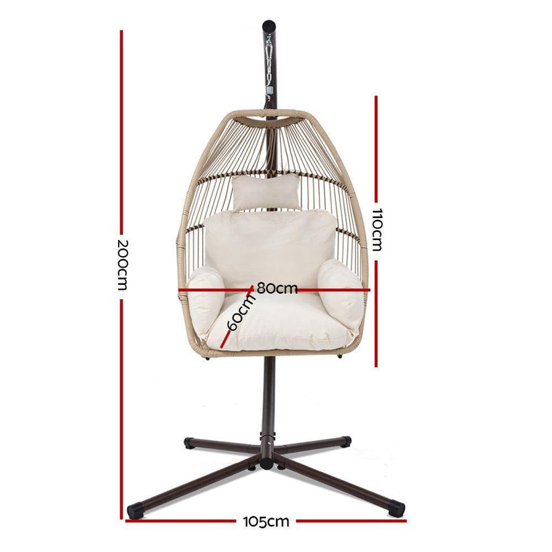 Gardeon Outdoor Furniture Egg Hanging Swing Chair Stand Wicker Rattan Hammock - John Cootes