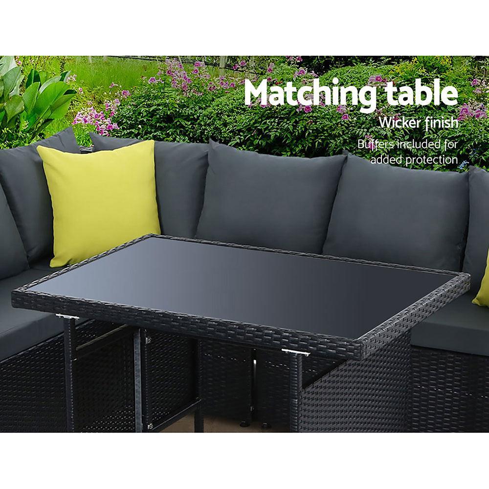 Gardeon Outdoor Furniture Patio Set Dining Sofa Table Chair Lounge Wicker Garden Black - John Cootes