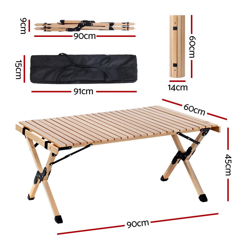 Gardeon Outdoor Furniture Picnic Table and Chairs Camping Wooden Egg Roll Portable Desk - John Cootes