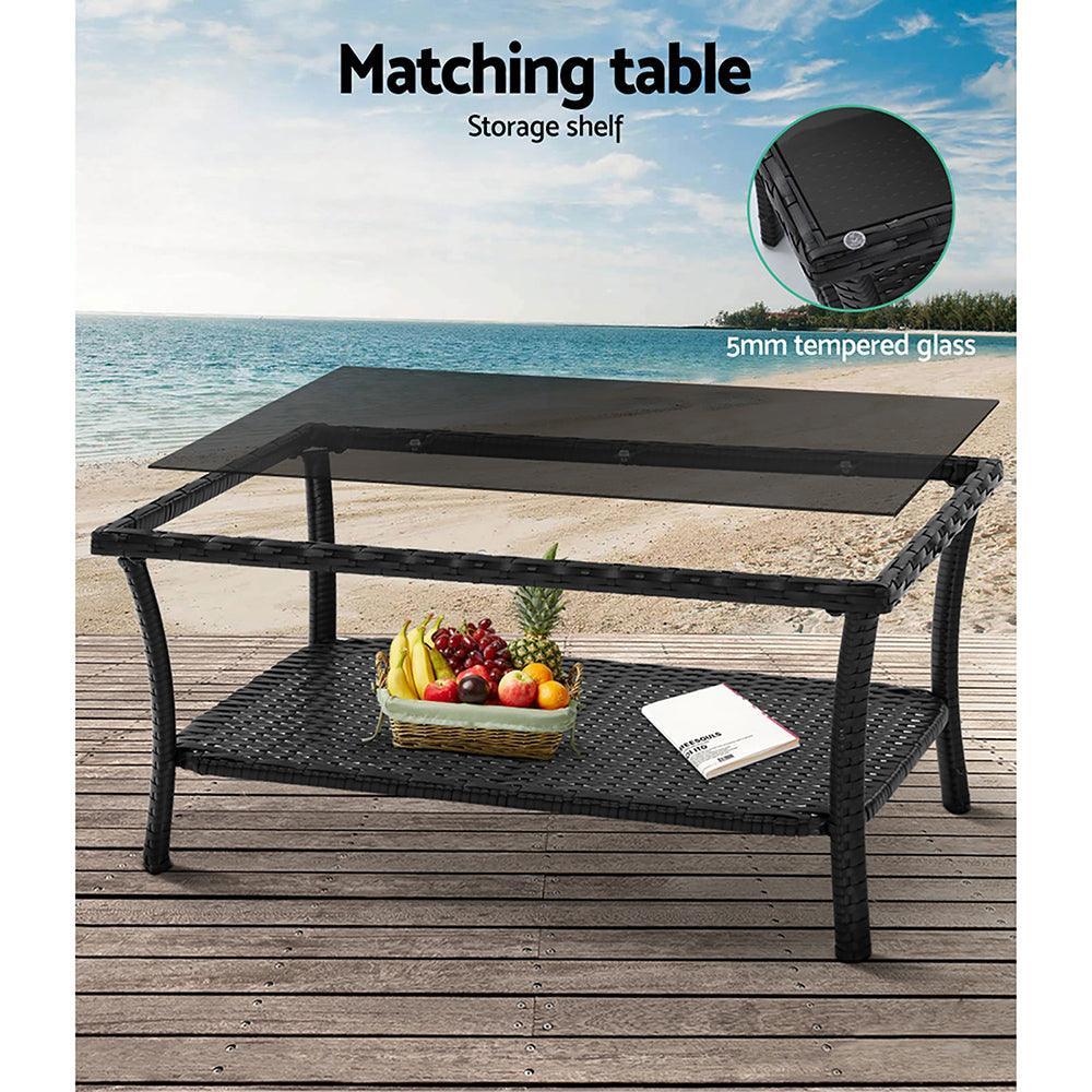 Gardeon Outdoor Furniture Rattan Set Wicker Cushion 4pc Black - John Cootes