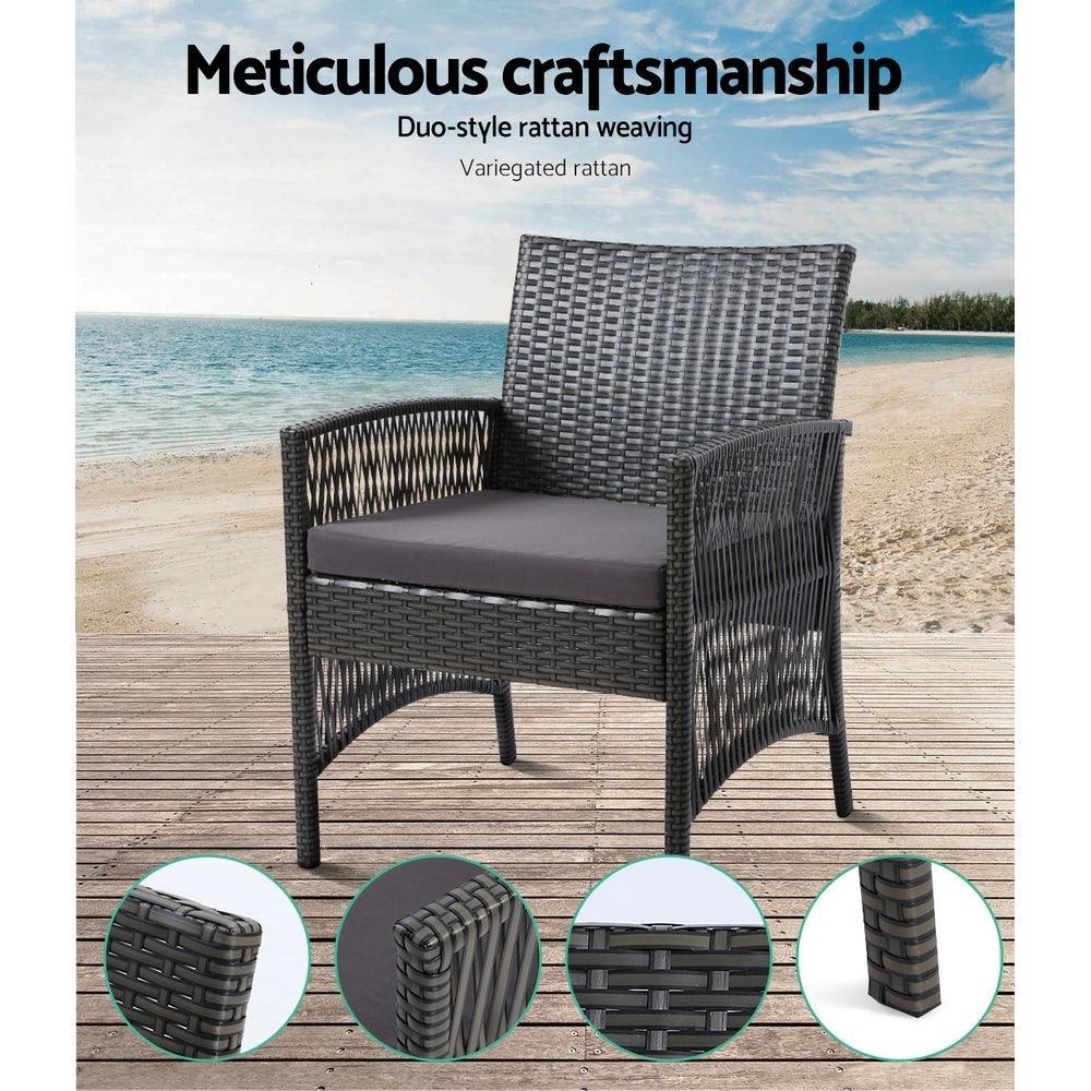 Gardeon Outdoor Furniture Rattan Set Wicker Cushion 4pc Dark Grey - John Cootes