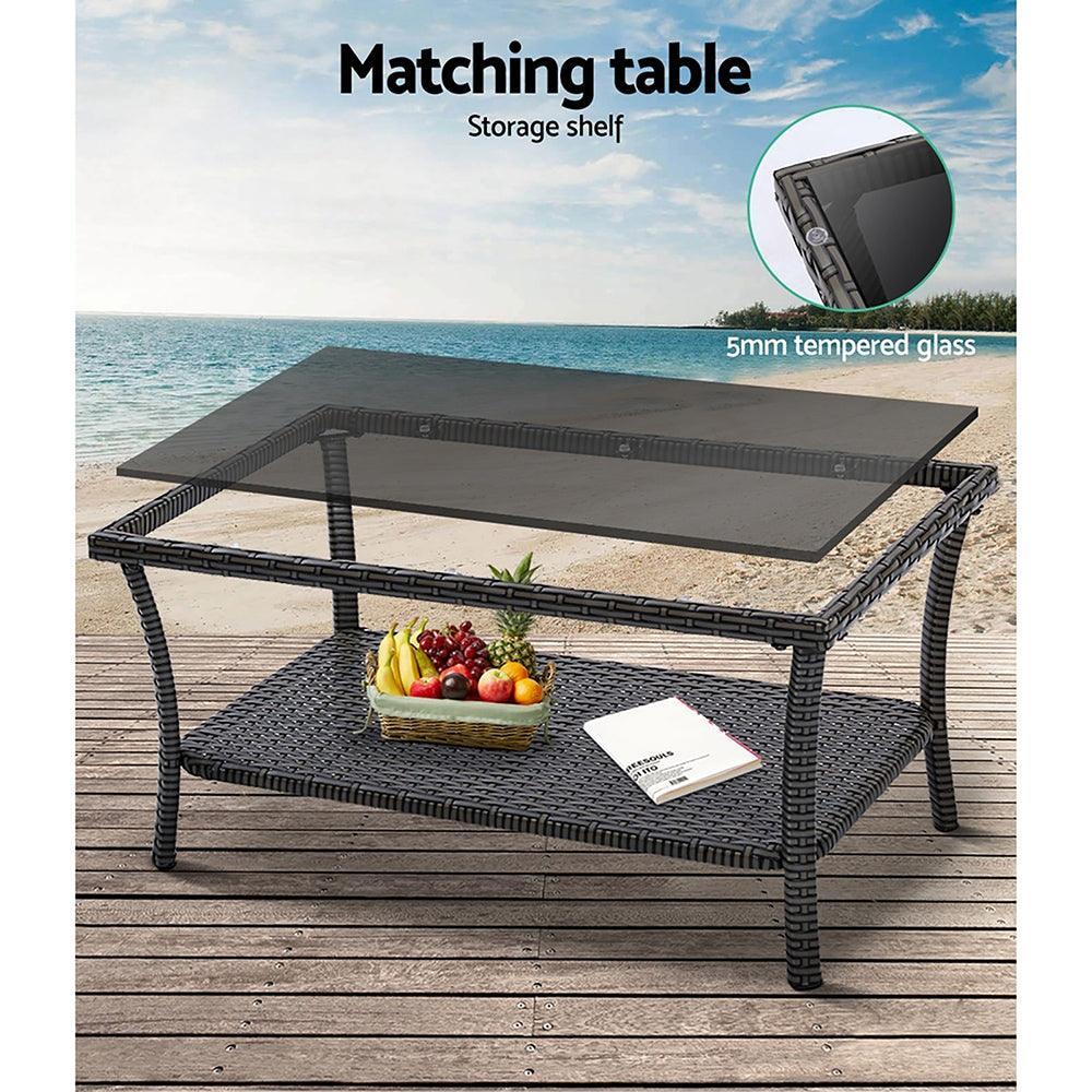 Gardeon Outdoor Furniture Rattan Set Wicker Cushion 4pc Dark Grey - John Cootes