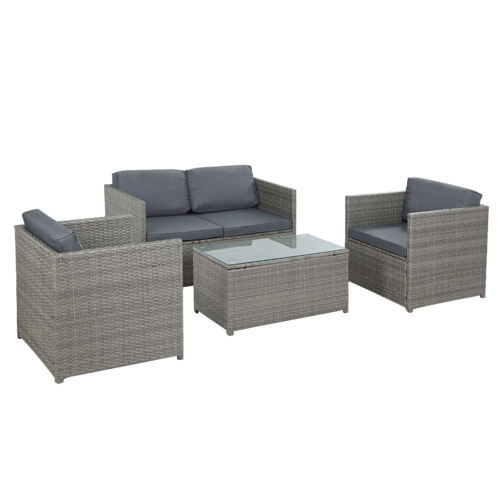 Gardeon Outdoor Furniture Sofa Set 4-Seater Wicker Lounge Setting Table Chairs - John Cootes