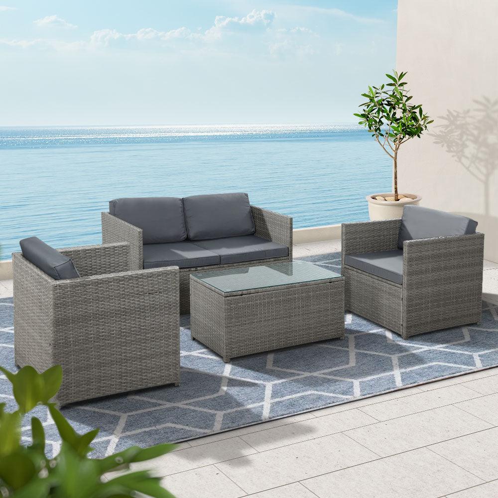 Gardeon Outdoor Furniture Sofa Set 4-Seater Wicker Lounge Setting Table Chairs - John Cootes