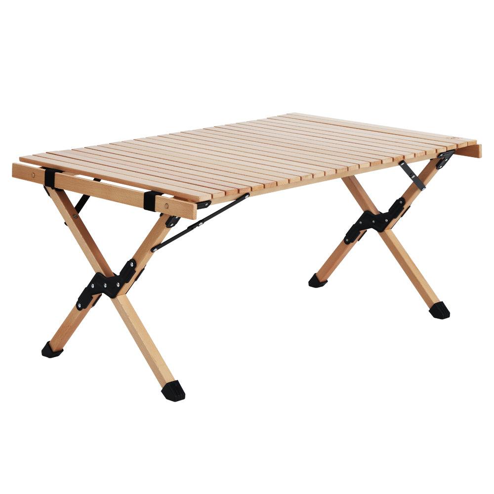 Gardeon Outdoor Furniture Wooden Egg Roll Picnic Table Camping Desk 90CM - John Cootes