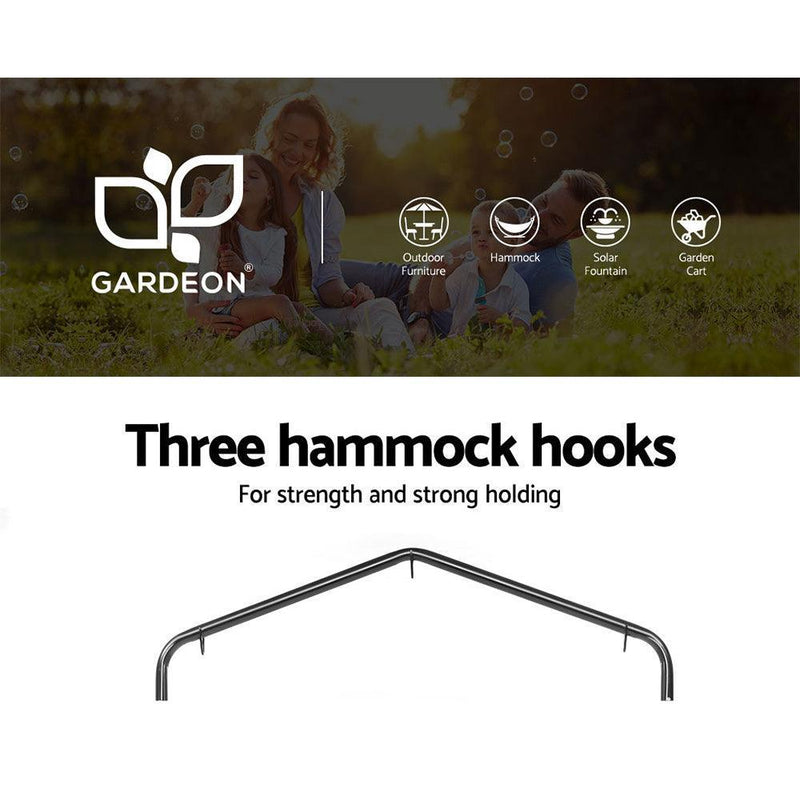 Gardeon Outdoor Hammock Chair with Stand Cotton Swing Relax Hanging 124CM Grey - John Cootes