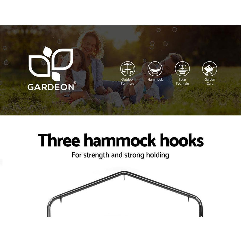 Gardeon Outdoor Hammock Chair with Stand Swing Hanging Hammock Garden Grey - John Cootes